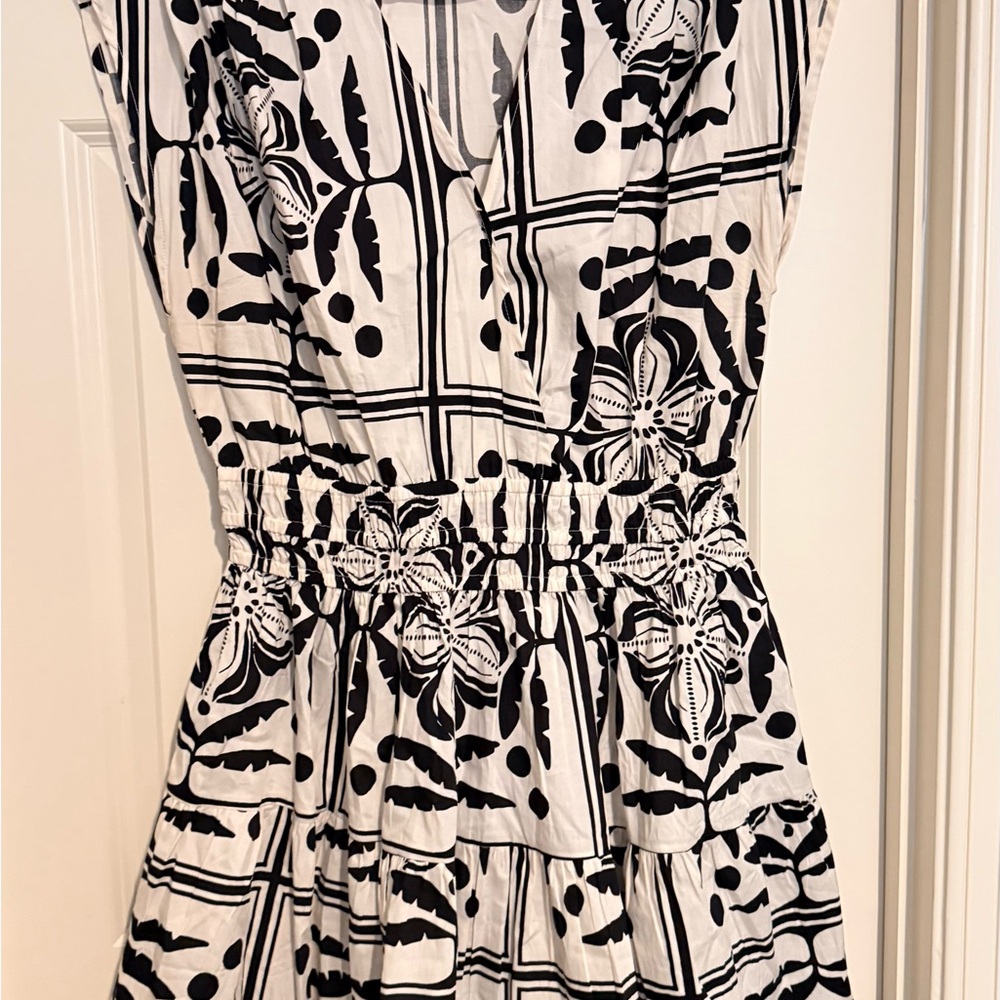 H&M Black and White Floral Midi Dress